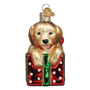 Golden Puppy Surprise Ornament