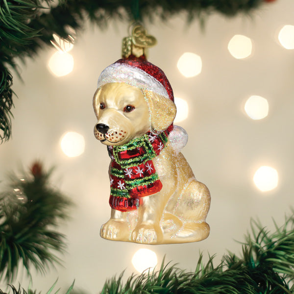 Holiday Yellow Labrador Puppy Ornament - Southlake Paws