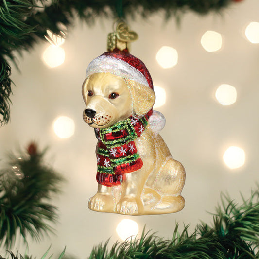 Holiday Yellow Labrador Puppy Ornament - Southlake Paws