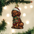 Load image into Gallery viewer, Holiday Chocolate Labrador Pup Ornament - Southlake Paws
