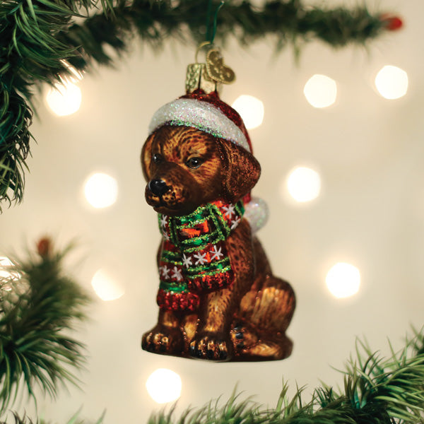 Holiday Chocolate Labrador Pup Ornament - Southlake Paws