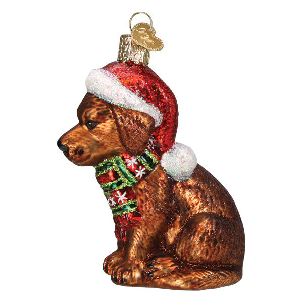 Holiday Chocolate Labrador Pup Ornament - Southlake Paws