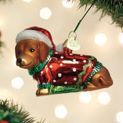 Dashing Dachshund Puppy Ornament