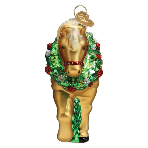 Horse With Wreath Ornament - Southlake Paws