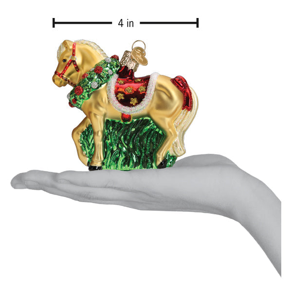 Horse With Wreath Ornament - Southlake Paws