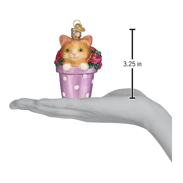 Kitten In Flower Pot Ornament - Southlake Paws