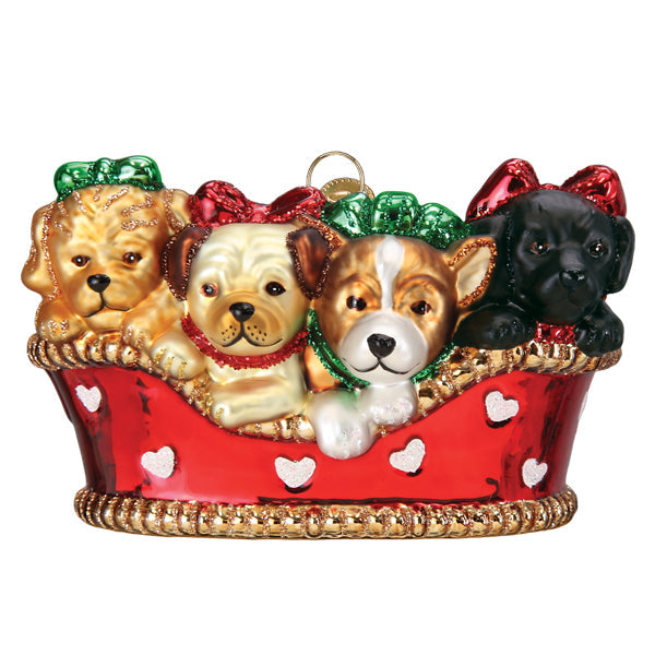Puppies In A Basket Ornament - Southlake Paws