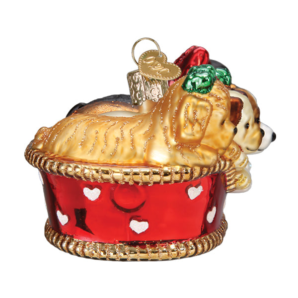 Puppies In A Basket Ornament - Southlake Paws