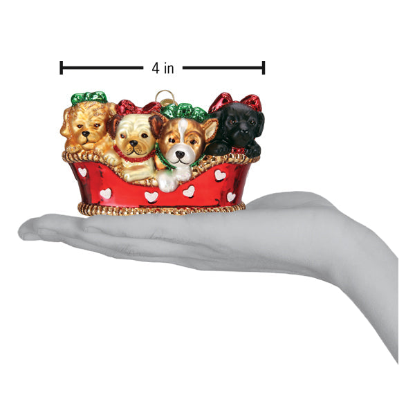 Puppies In A Basket Ornament - Southlake Paws