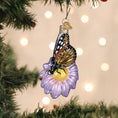 Load image into Gallery viewer, Monarch Butterfly On Flower Ornament
