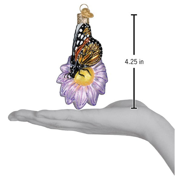 Monarch Butterfly On Flower Ornament - Southlake Paws