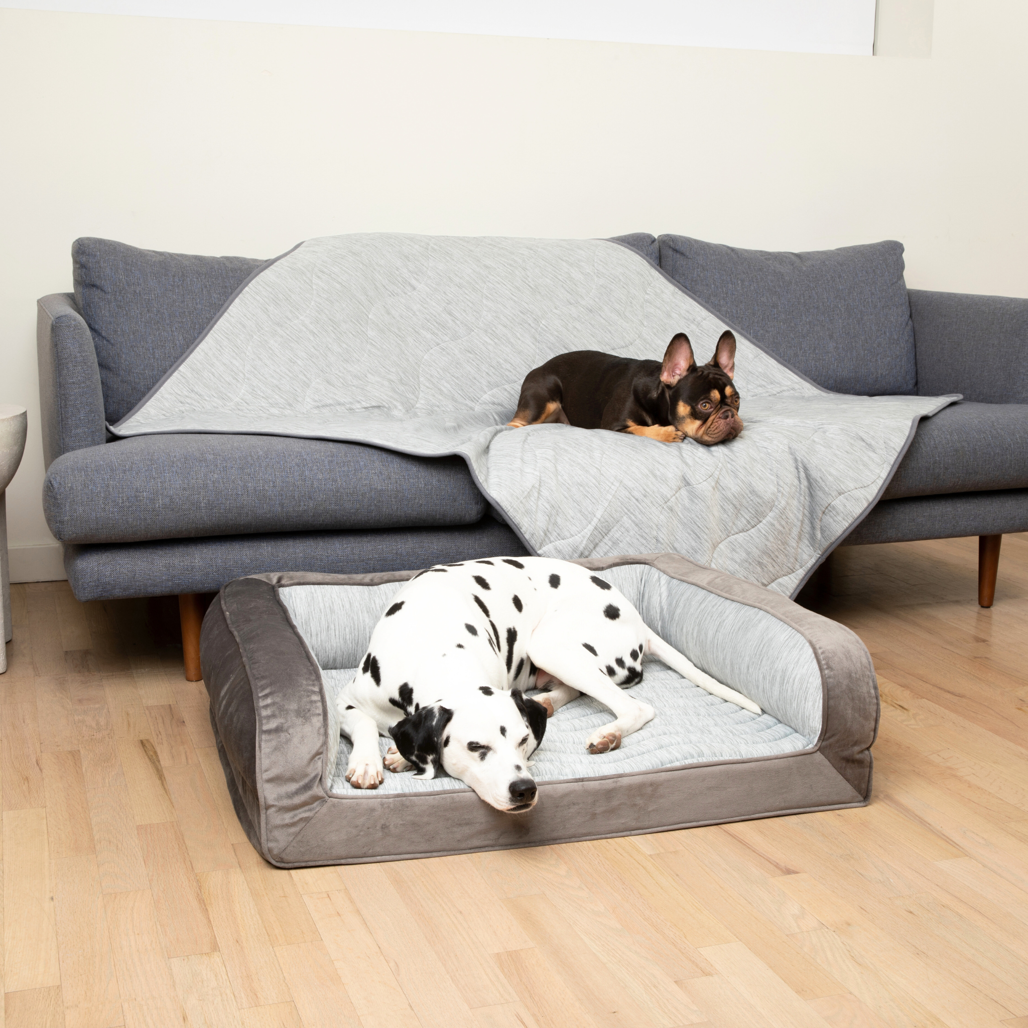 PupChill™ Cooling Bolster Dog Bed + Waterproof Blanket Bundle - Arctic Grey - Southlake Paws