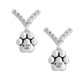 Load image into Gallery viewer, Cubic Zirconia VIP Paw Print Dangle Post Earrings in Sterling Silver
