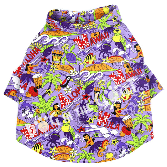 Aloha Purple Hawaiian Shirt back view