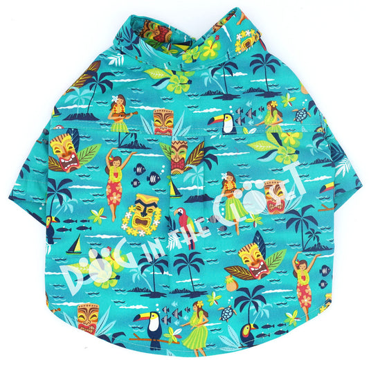 Aloha Teal Hawaiian Shirt back view