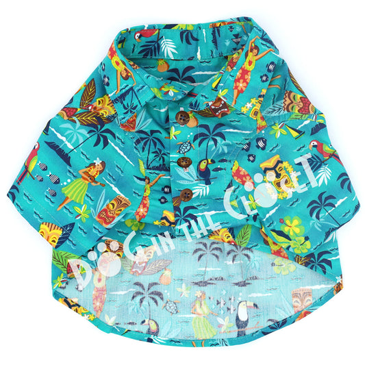 Aloha Teal Hawaiian Shirt front view