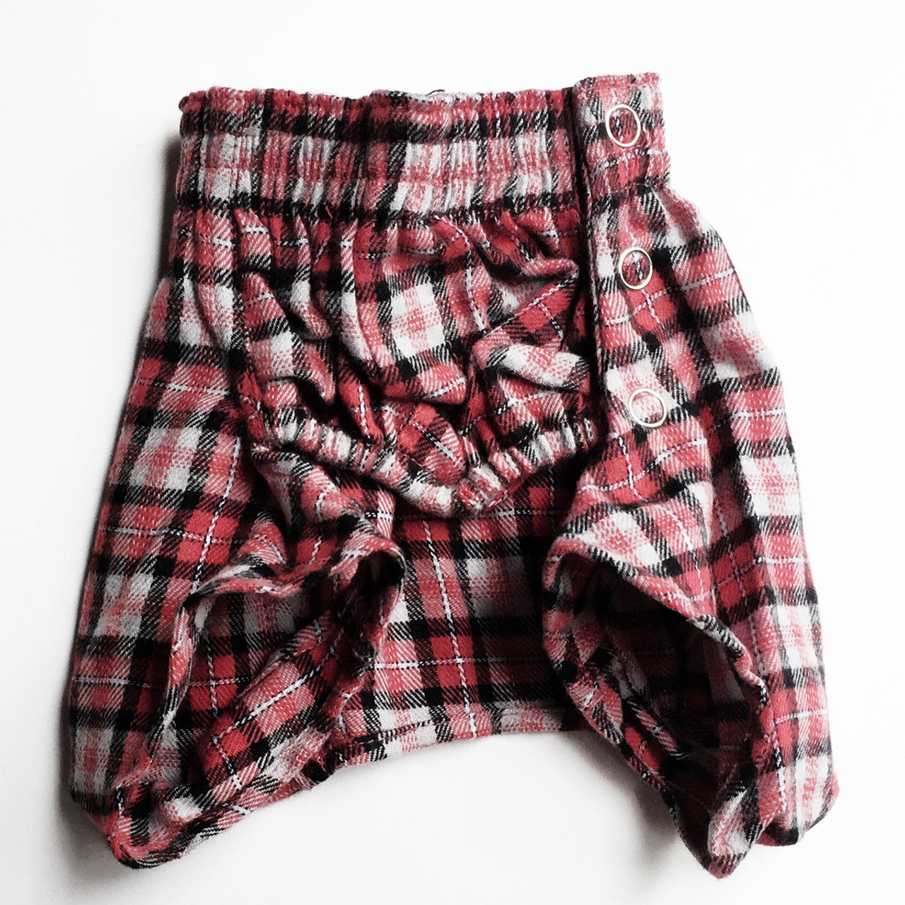 Gray, Red, & Black Plaid Flannel Belly Boxer Shorts for Dogs front view