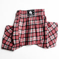 Load image into Gallery viewer, Gray, Red, & Black Plaid Flannel Boxer Shorts for Dogs back view
