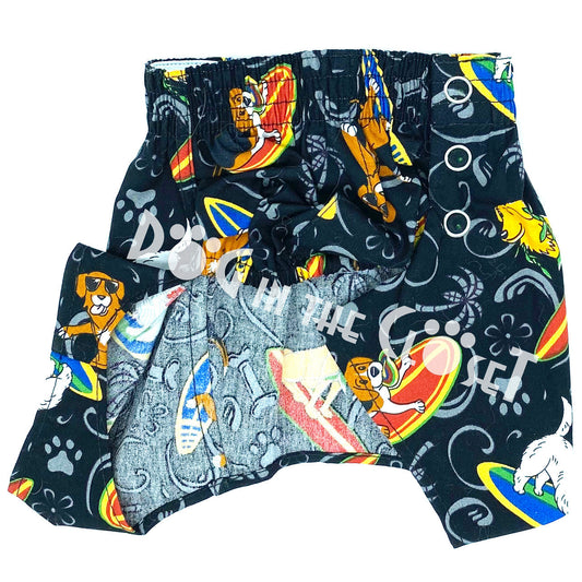 Surfer Dog Belly Boxer Shorts for Dogs front view
