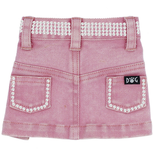 Pink Jane Denim Dog Skirt with Rhinestones for dogs