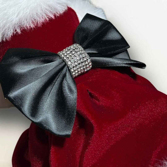 Hello Doggie Santa Baby Dog Dress Faux Fur Satin Crystal Handmade Apparel & Accessories
