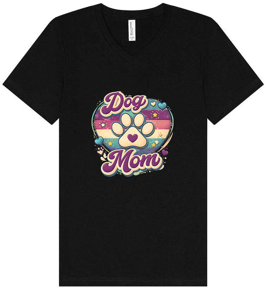 Retro Dog Mom Unisex V-Neck Shirt