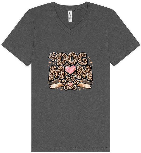 Leopard Print Dog Mom Unisex V-Neck Shirt