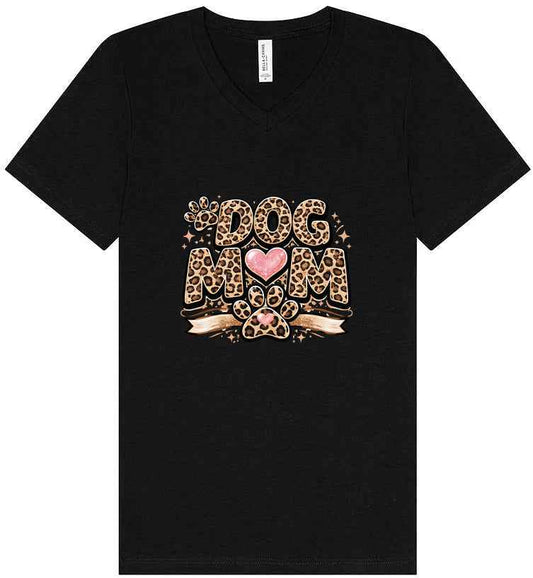 Leopard Print Dog Mom Unisex V-Neck Shirt