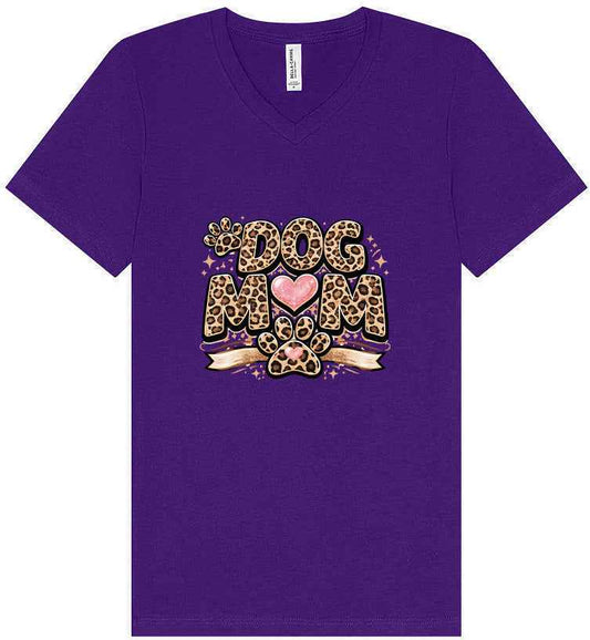 Leopard Print Dog Mom Unisex V-Neck Shirt