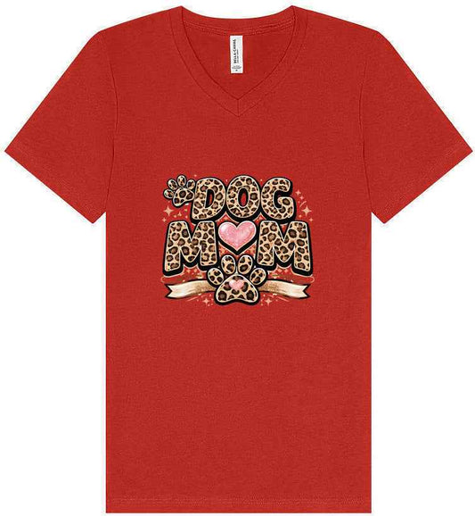 Leopard Print Dog Mom Unisex V-Neck Shirt