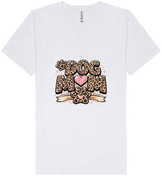 Leopard Print Dog Mom Unisex V-Neck Shirt