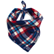 Navy/Red/Turq Plaid Tie Bandana