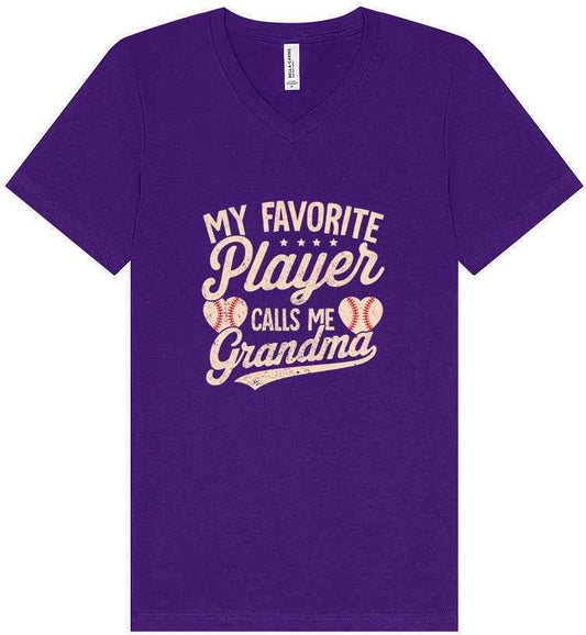 My Favorite Baseball Player Calls Me Grandma Unisex V-Neck Shirt