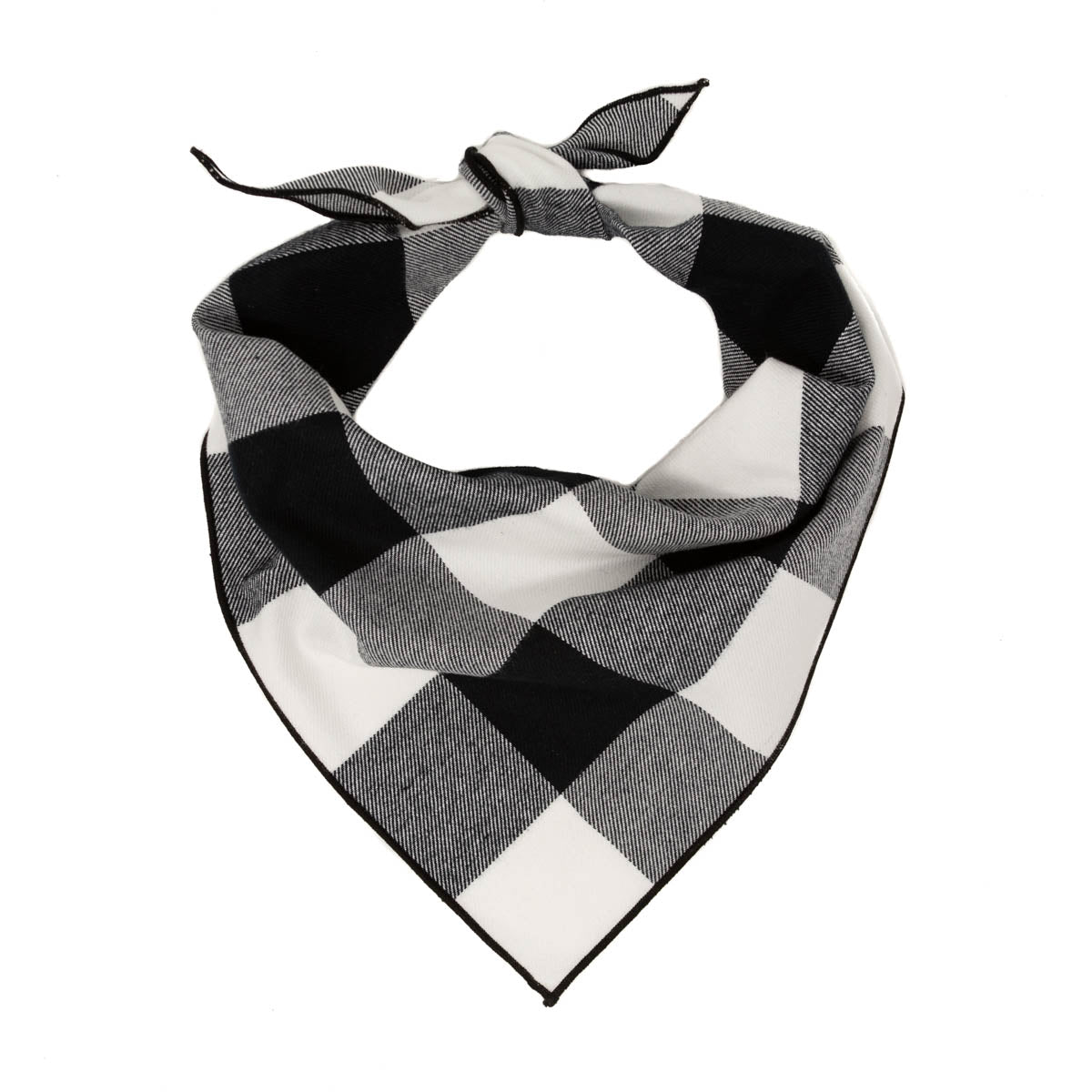 Buffalo Plaid Dog Bandana, Black & White Luxe Flannel - Southlake Paws