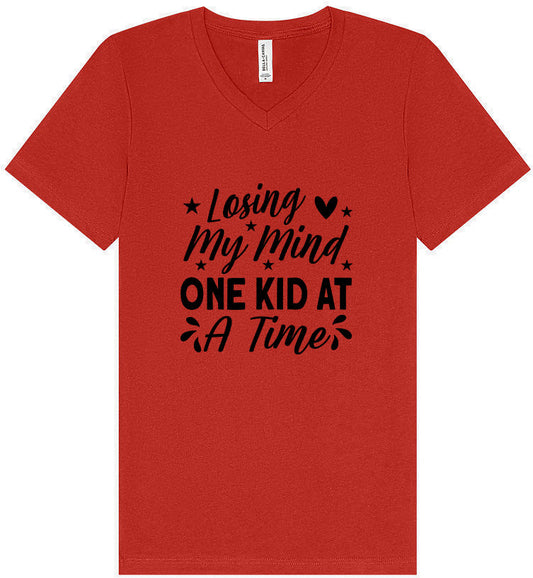 Losing My Mind One Kid at a Time Unisex V-Neck Shirt