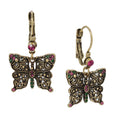 Load image into Gallery viewer, Antiqued Butterfly Multi Color Crystals Drop Earrings
