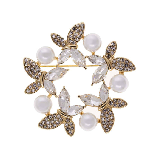Enchanted Crystal & Faux Pearl Butterfly Symphony Pin