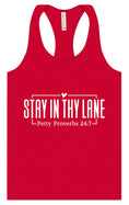 Load image into Gallery viewer, Stay in Thy Lane Women's Racerback Tank
