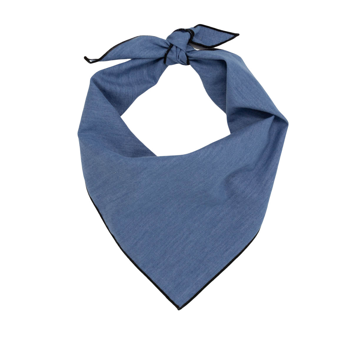 Blue Denim Dog Bandana with Black Rolled Hem - Southlake Paws