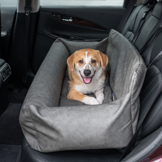 PupProtector™ Faux Leather Memory Foam Dog Car Bed - Slate Gray - Southlake Paws