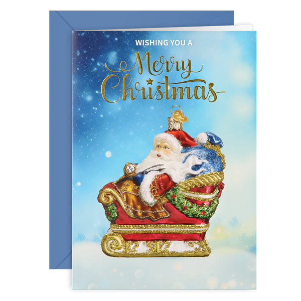Santa In Sleigh Christmas Card - Southlake Paws