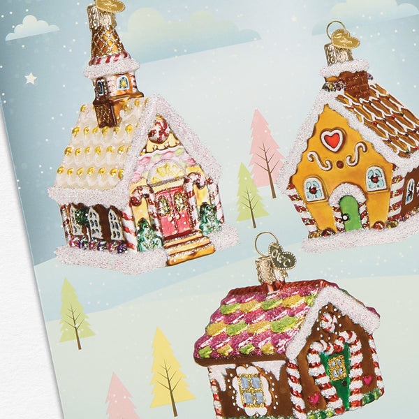 Gingerbread Houses Christmas Card - Southlake Paws
