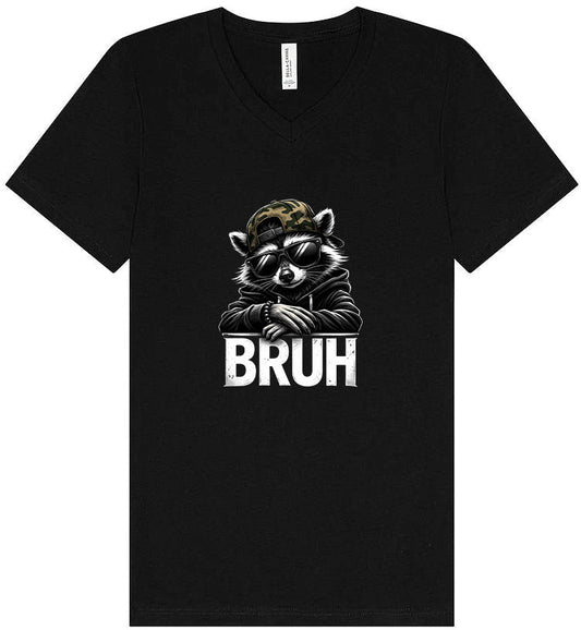 Bruh Raccoon Unisex V-Neck Shirt