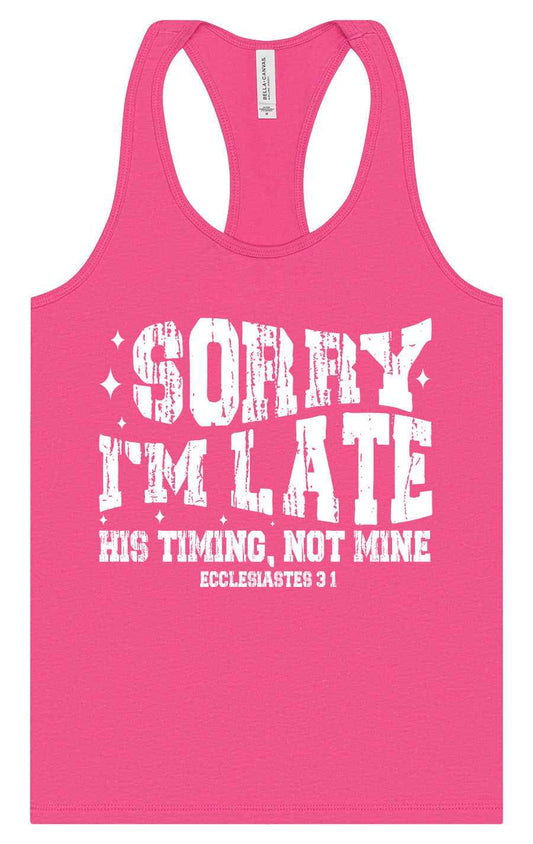 His Timing, Not Mine Women's Racerback Tank