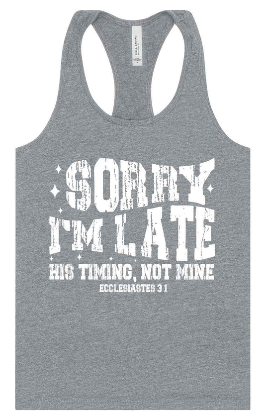 His Timing, Not Mine Women's Racerback Tank