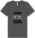 Load image into Gallery viewer, Jesus, the Ultimate Deadlifter Unisex V-Neck Shirt
