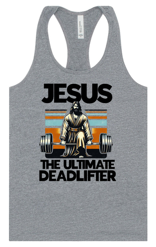 Jesus, the Ultimate Deadlifter Women's Racerback Tank
