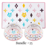 White Chewy Vuiton Bowls & Mat Bundle #25