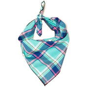 AQUA/NAVY PLAID FLOWER