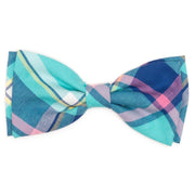 AQUA/NAVY PLAID FLOWER